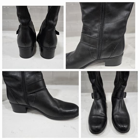 Bandolino Coppa Black Leather Side Zip Knee Harness Riding Boots Women's Size 8M - Picture 12 of 16